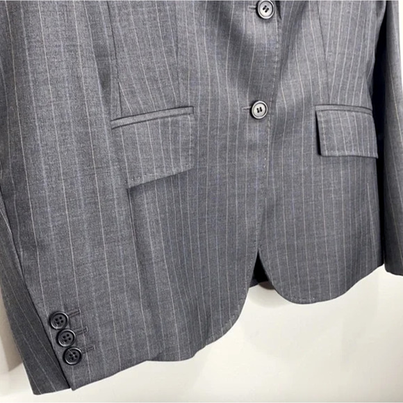 J. Crew Womans 12 English Wool Two Button Blazer Pin Striped Jacket Dark Gray - Picture 3 of 8